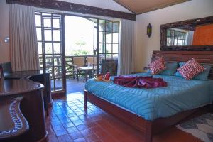 A solar panel installation on a farming property, with a